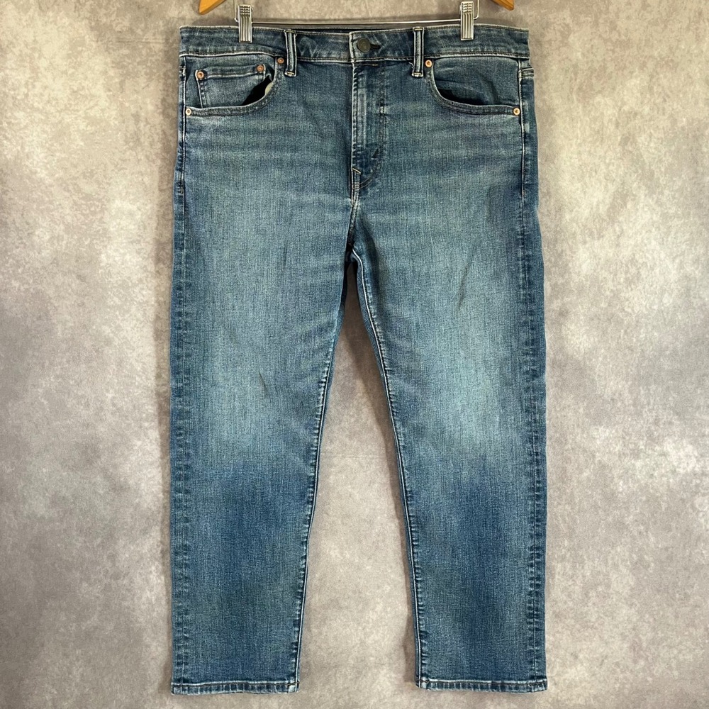 American Eagle Original Straight Jeans Mens 36x30 Blue Medium Wash Stretch Denim